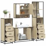 Set de mobilier de baie din 4 piese din lemn de stejar Sonoma GartenMobel Dekor