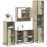 Set de mobilier de baie din 4 piese din lemn de stejar Sonoma GartenMobel Dekor