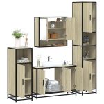 Set de mobilier de baie din 4 piese din lemn de stejar Sonoma GartenMobel Dekor