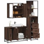 Set mobilier de baie, 3 piese, stejar maro, lemn prelucrat GartenMobel Dekor