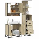 Set mobilier de baie, 3 piese, stejar sonoma, lemn prelucrat GartenMobel Dekor