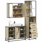 Set mobilier de baie, 3 piese, stejar sonoma, lemn prelucrat GartenMobel Dekor