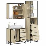 Set mobilier de baie, 3 piese, stejar sonoma, lemn prelucrat GartenMobel Dekor