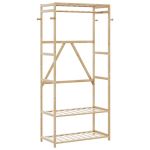 Cuier pentru haine cu rafturi, 80x40x175 cm, bambus GartenMobel Dekor