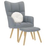 Scaun de relaxare cu taburet, gri deschis, textil GartenMobel Dekor