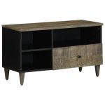 Dulap TV, negru, 80x33x46 cm, lemn masiv de mango GartenMobel Dekor