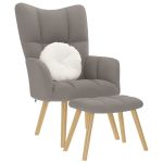 Scaun de relaxare cu taburet, gri taupe, textil GartenMobel Dekor