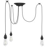 Lampă suspendată cu 3 suporturi E27 metal negru GartenMobel Dekor