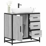 Dulap pentru chiuvetă de baie gri Sonoma 65x33x60 cm lemn GartenMobel Dekor