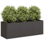Jardinier negru 120x40x40 cm Oțel laminat la rece GartenMobel Dekor