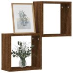 Rafturi cub de perete 2 buc Stejar maro 30x15x30 cm GartenMobel Dekor