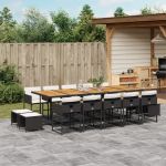 Set mobilier de grădină cu perne, 15 piese, negru, poliratan GartenMobel Dekor