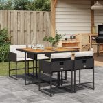 Set mobilier de grădină cu perne, 5 piese, negru, poliratan GartenMobel Dekor