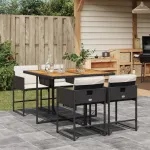 Set mobilier de grădină cu perne, 5 piese, negru, poliratan GartenMobel Dekor