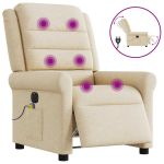 Fotoliu electric de masaj rabatabil, crem, textil GartenMobel Dekor