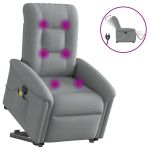 Fotoliu electric masaj rabatabil cu ridicare, gri închis textil GartenMobel Dekor