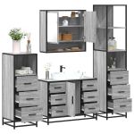 Set de mobilier de baie 4 piese Lemn stratificat gri Sonoma GartenMobel Dekor