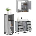 Set mobilier de baie, 3 piese, gri sonoma, lemn prelucrat GartenMobel Dekor
