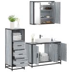 Set mobilier de baie, 3 piese, gri sonoma, lemn prelucrat GartenMobel Dekor