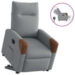 Fotoliu electric rabatabil cu ridicare, gri deschis, textil GartenMobel Dekor