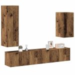 Set dulap TV 4 piese montat pe perete lemn vechi lemn prelucrat GartenMobel Dekor