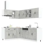 Set dulapuri de bucătărie 11 piese „Lucca” gri beton Lemn GartenMobel Dekor