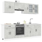 Set dulapuri de bucătărie 8 piese „Kalmar” gri beton Lemn GartenMobel Dekor