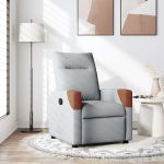 Fotoliu rabatabil, gri deschis, material textil GartenMobel Dekor