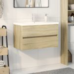 Set mobilier de baie, 2 piese, ceramică și lemn prelucrat GartenMobel Dekor