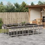 Set mobilier de grădină cu perne 13 piese gri deschis poliratan GartenMobel Dekor