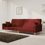 Canapea extensibilă cu 2 locuri, 2 perne, roșu vin, textil GartenMobel Dekor