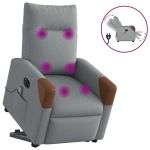 Fotoliu electric masaj rabatabil cu ridicare, gri închis textil GartenMobel Dekor