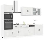 Set dulap de bucătărie 7 piese „Kalmar” alb lucios Lemn GartenMobel Dekor