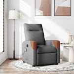 Fotoliu de masaj rabatabil, gri închis, material textil GartenMobel Dekor