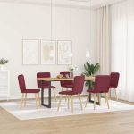 Scaune de bucătărie pivotante, 6 buc., roșu vin, textil GartenMobel Dekor