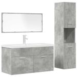 Set mobilier de baie, 4 piese, gri beton, lemn compozit GartenMobel Dekor