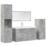 Set mobilier de baie, 5 piese, gri beton, lemn prelucrat GartenMobel Dekor