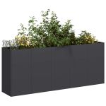 Jardinier negru 200x40x80 cm Oțel laminat la rece GartenMobel Dekor