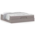 Cadru de pat otoman cu saltea Taupe 180x200cm Material GartenMobel Dekor