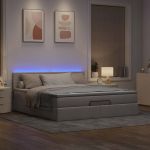 Cadru de pat otoman cu saltea Taupe 180x200cm Material GartenMobel Dekor