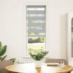 Jaluzea tip zebra gri deschis lățime țesătură 35,9 cm poliester GartenMobel Dekor