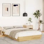 Cadru de pat fără saltea 120x200 cm din lemn masiv de stejar GartenMobel Dekor