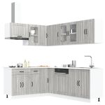 Set de dulapuri de bucătărie 11 piese „Lucca” lemn Sonoma gri GartenMobel Dekor