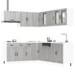 Set de dulapuri de bucătărie 11 piese „Lucca” lemn Sonoma gri GartenMobel Dekor