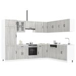 Set de dulapuri de bucătărie 14 piese „Lucca” lemn Sonoma gri GartenMobel Dekor