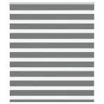 Jaluzea tip zebra gri închis lățime țesătură 130,9 cm poliester GartenMobel Dekor
