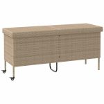 Cutie de depozitare grădină cu roți Bej 160x55x75 cm Poly Ratan GartenMobel Dekor
