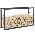 Rastel pentru lemne de foc, negru,110x30x61 cm, oțel GartenMobel Dekor