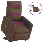 Fotoliu electric de masaj rabatabil cu ridicare, maro, textil GartenMobel Dekor