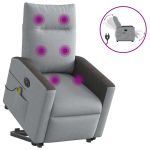 Fotoliu electric masaj rabatabil cu ridicare, gri închis textil GartenMobel Dekor